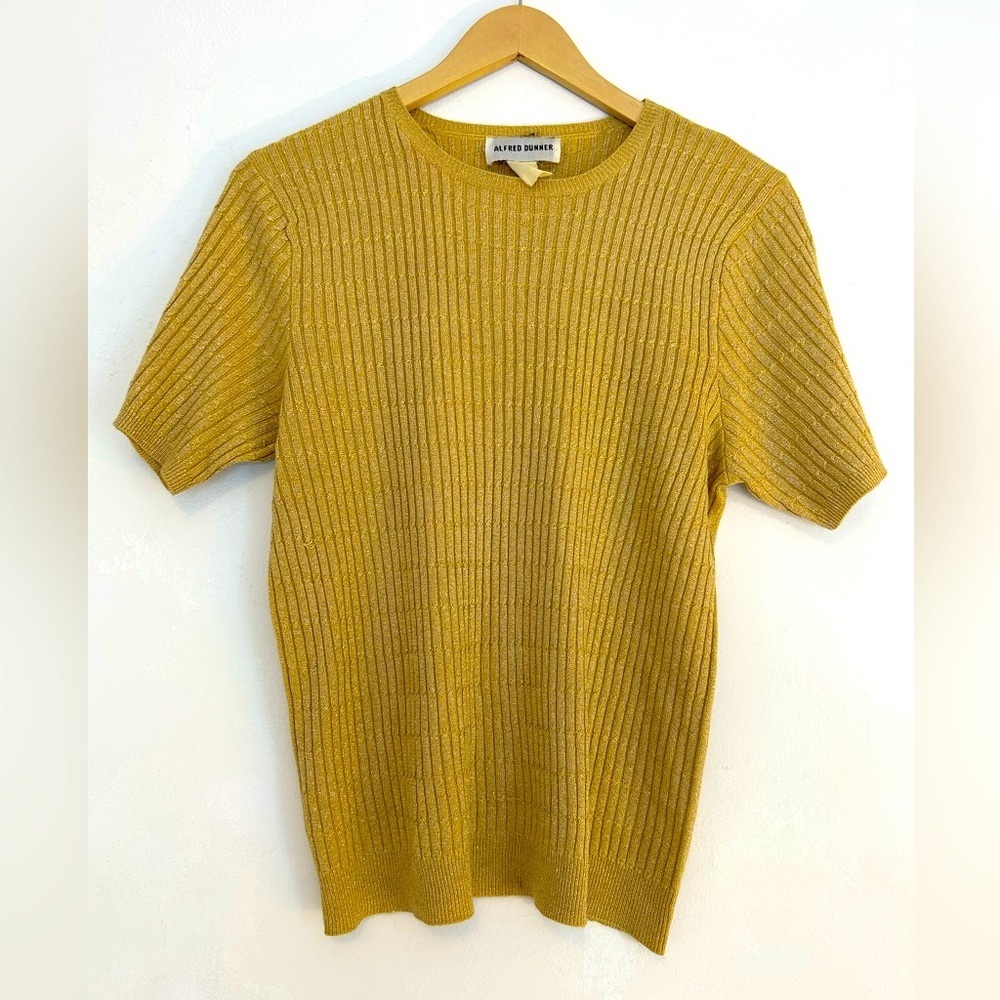 ⚜️VINTAGE Alfred Dunner Gold Cable Knit SS Top